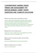 CONTEMPORARY NURSING ISSUES&NewLine;TRENDS AND MANAGEMENT 9TH&NewLine;EDITION BARBARA CHERRY TESTED&NewLine;QUESTIONS AND COMPLETE SOLUTIONS