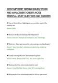 CONTEMPORARY NURSING ISSUES TRENDS&NewLine;AND MANAGEMENT CHERRY JACOB&NewLine;ESSENTIAL STUDY QUESTIONS AND ANSWERS&NewLine;
