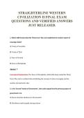 STRAIGHTERLINE WESTERN&NewLine;CIVILIZATION II FINAL EXAM&NewLine;QUESTIONS AND VERIFIED ANSWERS&NewLine;JUST RELEASED&period;