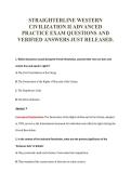 STRAIGHTERLINE WESTERN&NewLine;CIVILIZATION II ADVANCED&NewLine;PRACTICE EXAM QUESTIONS AND&NewLine;VERIFIED ANSWERS JUST RELEASED