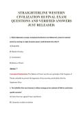 STRAIGHTERLINE WESTERN&NewLine;CIVILIZATION III FINAL EXAM&NewLine;QUESTIONS AND VERIFIED ANSWERS&NewLine;JUST RELEASED&period;