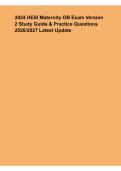 2024 HESI Maternity OB Exam Version 2 Study Guide & Practice Questions 2026&ndash;2027 Latest Update