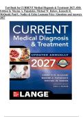 Test Bank for Current Medical Diagnosis & Treatment 2027&comma; 66th Edition by Kenneth R&period; McQuaid&comma; Maxine A&period; Papadakis&comma; Michael W&period; Rabow & Paul L&period; Nadler &vert; Questions & Answers &vert; 2027