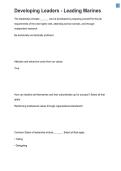 Developing Leaders &ndash; Leading Marines Study Guide &vert; Practice Questions&comma; Answers & Exam Review 2026&sol;2027