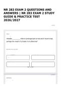 NR 283 EXAM 2 QUESTIONS AND ANSWERS &vert; NR 283 EXAM 2 STUDY GUIDE & PRACTICE TEST 2026&sol;2027