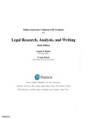 Online Instructor&rsquo;s Manual with Test Bank &ndash; Legal Research&comma; Analysis&comma; and Writing 6th Edition&NewLine;Joanne B&period; Hames &vert; Yvonne Ekern &vert; Complete Instructor Resources &vert; All Chapters Included &vert; Rated A&plus;