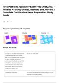Iowa Pesticide Applicator Exam Prep 2026&sol;2027 &mdash; Verified A&plus; Study Guide&vert;Questions and Answers &vert; Complete Certification Exam Preparation Study Guide