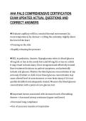 AHA PALS COMPREHENSIVE CERTIFICATION&NewLine;EXAM UPDATED ACTUAL QUESTIONS AND&NewLine;CORRECT ANSWERS