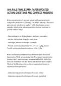 AHA PALS FINAL EXAM 4 PAPER UPDATED&NewLine;ACTUAL QUESTIONS AND CORRECT ANSWERS