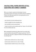 AHA PALS FINAL PAPER UPDATED ACTUAL&NewLine;QUESTIONS AND CORRECT ANSWERS