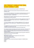 CSX FREIGHT CONDUCTOR FINAL EXAM CORRECT 100&percnt;