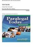 Paralegal Today&colon; The Essentials 7th Edition by Miller & Meinzinger &ndash; Complete Test Bank with Verified Answers for All Chapters &vert; Paralegal Exam Prep & Study Guide