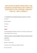 ADVANCED NURSING RESEARCH AND&NewLine;EVIDENCE-BASED PRACTICE &lpar;NRP 571&rpar;&NewLine;QUESTIONS AND ANSWERS &vert; 2026&sol;2027&NewLine;UPDATE &vert; 100&percnt; CORRECT
