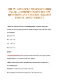 NRP 571 ADVANCED PHARMACOLOGY&NewLine;EXAM 1 - COMPREHENSIVE REVIEW&NewLine;QUESTIONS AND ANSWERS &vert; 2026&sol;2027&NewLine;UPDATE &vert; 100&percnt; CORRECT