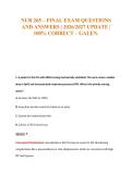 NUR 265 &ndash; FINAL EXAM QUESTIONS&NewLine;AND ANSWERS &vert; 2026&sol;2027 UPDATE &vert;&NewLine;100&percnt; CORRECT &ndash; GALEN&period;