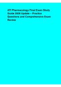 ATI Pharmacology Final Exam Study Guide 2026 Update &ndash; Practice Questions & Comprehensive Exam Review