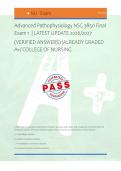 NU 545 Advance Pathophysiology Unit 2 &NewLine;Exam- University of South Alabama &vert; LATEST &NewLine;UPDATE 2026&sol;2027 &NewLine;&lpar;VERIFIED ANSWERS&rpar; &vert;ALREADY GRADED A&plus;&sol; &NewLine;COLLEGE OF NURSING 