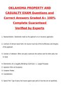 Oklahoma Property and Casualty Exam Latest 2026 Actual Exam Questions and Correct Answers &lpar;Latest 2026 &sol; 2027 Update&rpar; A&plus; Grade 100&percnt; Guarantee Verified by Experts