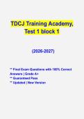 TDCJ Training Academy Test 1 Block 1 2026&sol;2027 &ndash; Study Guide & Exam Prep