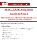 &lpar;2026&rpar; NR547&sol; NR 547 Study Guide Week 5 to Week 8 Differential Diagnosis in Psychiatric- Mental Health across the Lifespan Practicum - Chamberlain