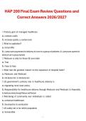 Package deal for HAP Test Review Guide Questions and Verified Answers &lpar;Graded A&plus; 2026&sol;2027&rpar;
