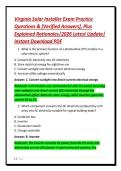 Virginia Solar Installer Exam Practice&NewLine;Questions & &lbrack;Verified Answers&rsqb;&comma; Plus&NewLine;Explained Rationales&vert;2026 Latest Update&vert;&NewLine;Instant Download PDF