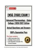 NSG 3160 Advanced Pharmacology Exam 1 &vert; Galen College&vert; 2026&sol;2027 Edition &lpar;PDF&rpar;
