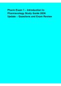  Pharm Exam 1 &ndash; Introduction to Pharmacology Study Guide 2026 Update &ndash; Questions & Exam Review