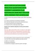 ACLS Certification Exam Practice Questions with Correct Answers & Detailed Rationales 2026&sol;2027 Edition &vert; Advanced Cardiovascular Life Support &lpar;ACLS&rpar; Exam Prep Study Guide with Instant PDF Download