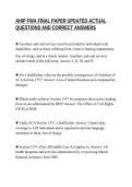 AHIP FWA FINAL PAPER UPDATED ACTUAL&NewLine;QUESTIONS AND CORRECT ANSWERS