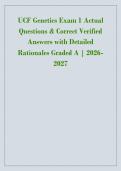 UCF Genetics Exam 1 Actual &NewLine;Questions & Correct Verified &NewLine;Answers with Detailed &NewLine;Rationales Graded A &vert; 2026&NewLine;2027