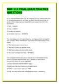 NUR 112 FINAL EXAM PRACTICE QUESTIONS&period;WITH VERIFIED ANSWERS &sol;GUARANTEED PASS 