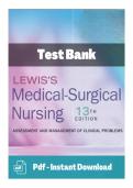 Test Bank for Lewis's Medical-Surgical Nursing&colon; Assessment and Management of Clinical Problems &lpar;13th Edition&rpar; by Mariann M&period; Harding