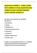 NAGELHOUT-PHARM 2 &ndash; EXAM 1 EXAM &NewLine;WITH CORRECT ACTUAL QUESTIONS AND &NewLine;CORRECTLY WELL DEFINED ANSWERS &NewLine;LATEST ALREADY GRADED A&plus; 