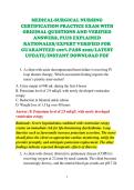MEDICAL-SURGICAL NURSING &NewLine;CERTIFICATION PRACTICE EXAM WITH &NewLine;ORIGINAL QUESTIONS AND VERIFIED &NewLine;ANSWERS&comma; PLUS EXPLAINED &NewLine;RATIONALES&sol;EXPERT VERIFIED FOR &NewLine;GUARANTEED 100&percnt; PASS 2026&sol;LATEST &NewLine;UPDATE&sol;INSTANT DOWNLOAD PDF