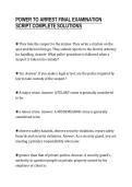 POWER TO ARREST FINAL EXAMINATION&NewLine;SCRIPT COMPLETE SOLUTIONS