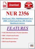 NUR 2356 Final Exam 2 2026 &vert; Multidimensional Care I &lpar;MDC 1&rpar; Final Exam Prep &vert; 200&plus; Practice Questions & Answers