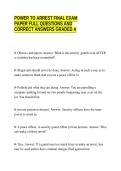 POWER TO ARREST FINAL EXAM&NewLine;PAPER FULL QUESTIONS AND&NewLine;CORRECT ANSWERS GRADED A