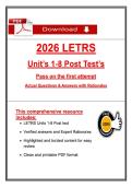 2026 LETRS Units 1&ndash;8 Post Test &ndash; Actual Questions with Verified Answers and Expert Rationales&NewLine;&NewLine;