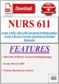 NURS 611 Exam 1 &comma;2&comma;3 2026 &vert; Advanced Pathophysiology &vert; Comprehensive Practice Questions&comma; Answers & Detailed Rationales &vert; Maryville University