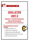 2026 LETRS Unit 6 Study Guide &ndash; Sessions 1&ndash;6 and Final Assessment with Verified Answers and Expert Rationales&NewLine;&NewLine;