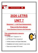 2026 LETRS Unit 7 Study Guide &ndash; Sessions 1&ndash;6 and Final Assessment with Verified Answers and Expert Rationales&NewLine;&NewLine;