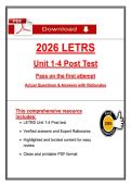2026 LETRS Units 1&ndash;4 Post-Test Study Guide &ndash; Actual Questions with Verified Answers and Expert Rationales&NewLine;&NewLine;