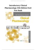 Test Bank for Introductory Clinical Pharmacology&comma; 12th Edition by Ford