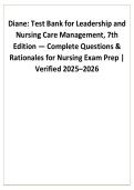  Test Bank for Leadership and Nursing Care Management&comma; 7th Edition by Diane Huber