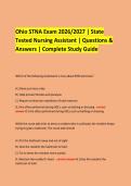 Ohio STNA Exam 2026&sol;2027 &vert; State &NewLine;Tested Nursing Assistant &vert; Questions & Answers &vert; Complete Study Guide &NewLine;