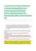 Louisiana Bar Examination Multistate &NewLine;Professional Responsibility Exam &NewLine;Practice Questions And Correct  &NewLine;Answers &lpar;Verified Answers&rpar; Plus &NewLine;Rationale 2027 Q&A&vert; Instant Download &NewLine;Pdf&period;