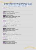 Psychology Perspectives&comma; Research Methods&comma; and Data&NewLine;Analysis Key Concepts &vert; Questions with 100&percnt; Verified&NewLine;Answers &vert; Latest Update 2026&sol;2027&NewLine;