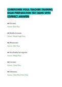 COREPOWER YOGA TEACHER TRAINING&NewLine;EXAM PREPARATION TEST BANK WITH&NewLine;CORRECT ANSWERS&NewLine;