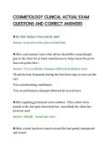 COSMETOLOGY CLINICAL ACTUAL EXAM&NewLine;QUESTIONS AND CORRECT ANSWERS&NewLine;